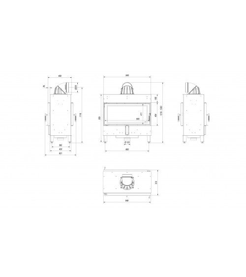 Insert cheminée LUCY 12 SLIM BS vitre à gauche - Insert cheminée