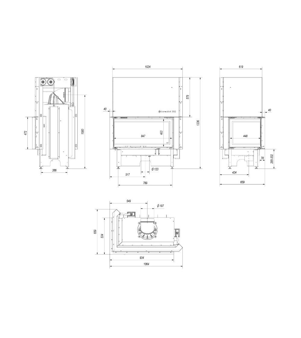 Insert cheminées à bois NADINE porte guillotine 2 côtés vitrés, version — free download
