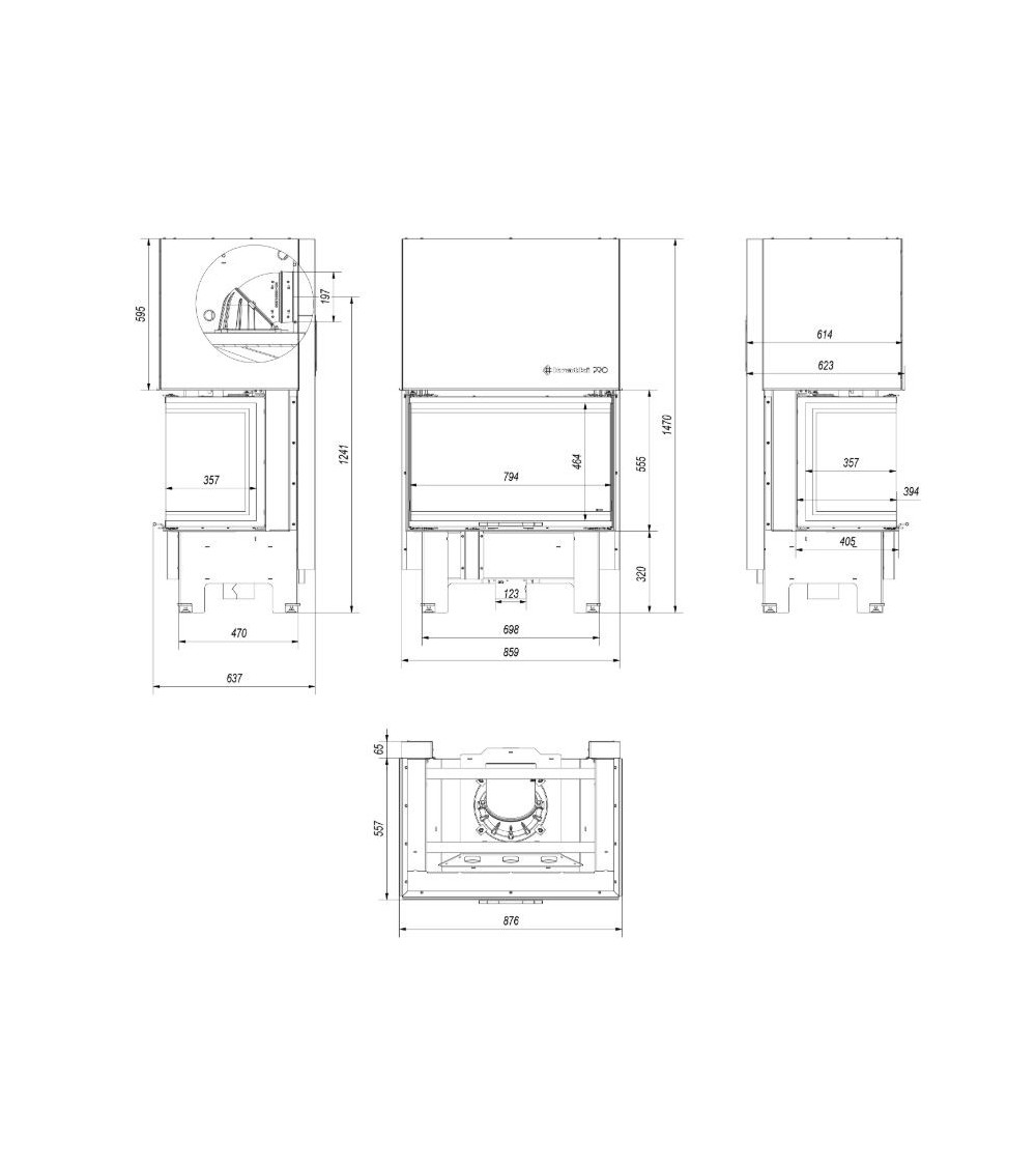 Insert cheminée à bois 3 côtés vitrées, Porte guillotine, 10 kW NOLWENN — free download